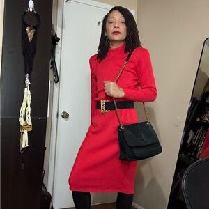 Red St. John Santana Knit Dress